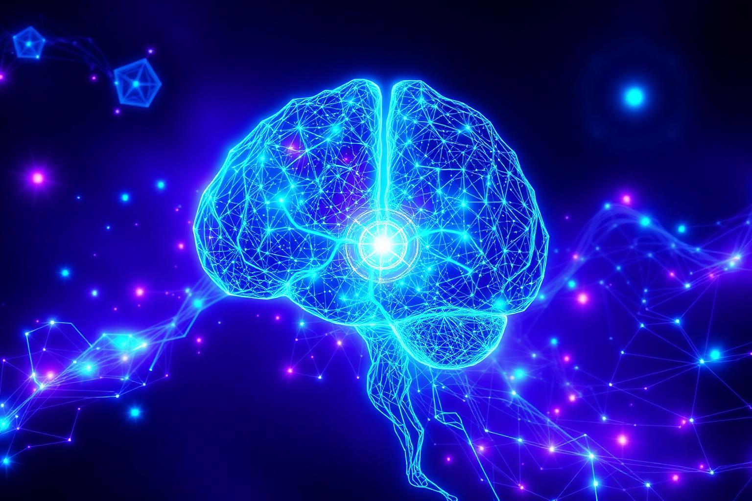 Glowing neural network illustration representing the mind's eye and mental visualization